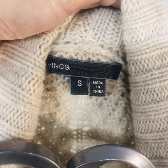 Beautiful Vince Cream Knit Ribbed Yak & Wool Open Front Cardigan Sweater Small - Picture 8 of 12